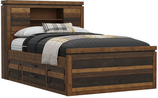 Kids Westover Hills Jr Brown Full Bookcase Bed with Storage Side Rail