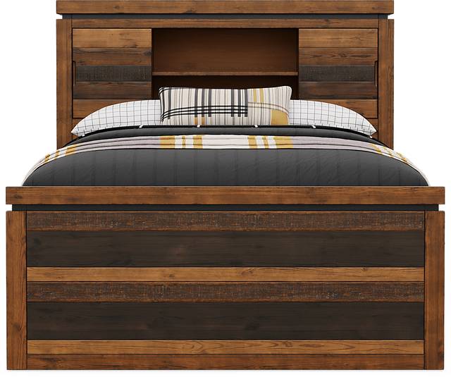 Kids Westover Hills Jr. Brown Full Bookcase Bed with Storage Side Rail - Thumbnail - Image 2