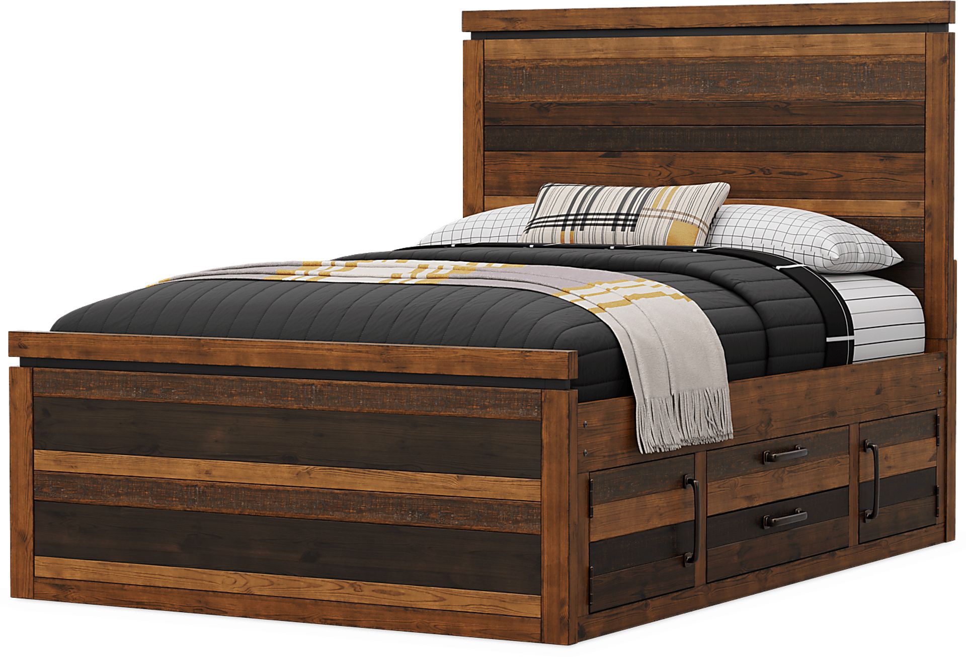 Kids Westover Hills Jr. Brown Full Panel Bed with 2 Storage Side Rails - Image 3