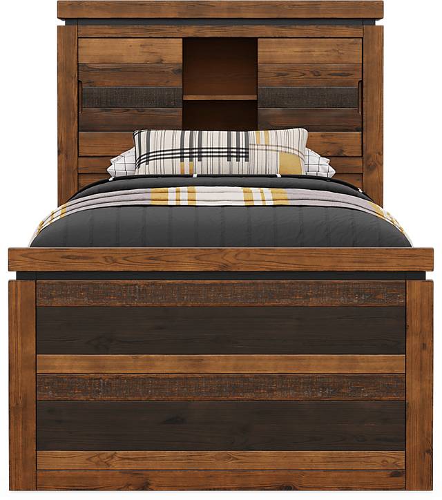 Kids Westover Hills Jr. Brown Twin Bookcase Bed with Storage Side Rail - Thumbnail - Image 2