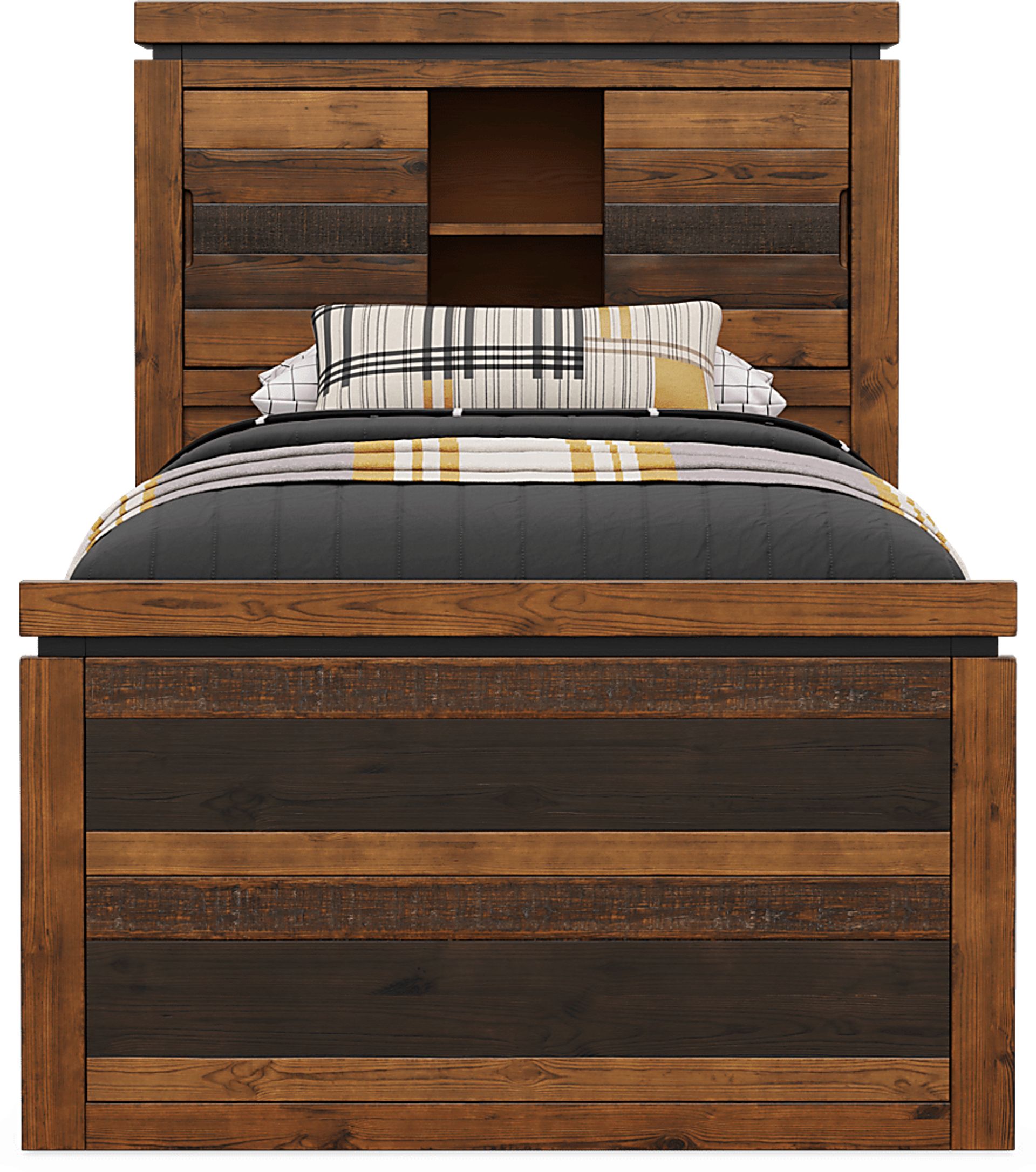 Kids Westover Hills Jr. Brown Twin Bookcase Bed with Storage Side Rail - Image 2