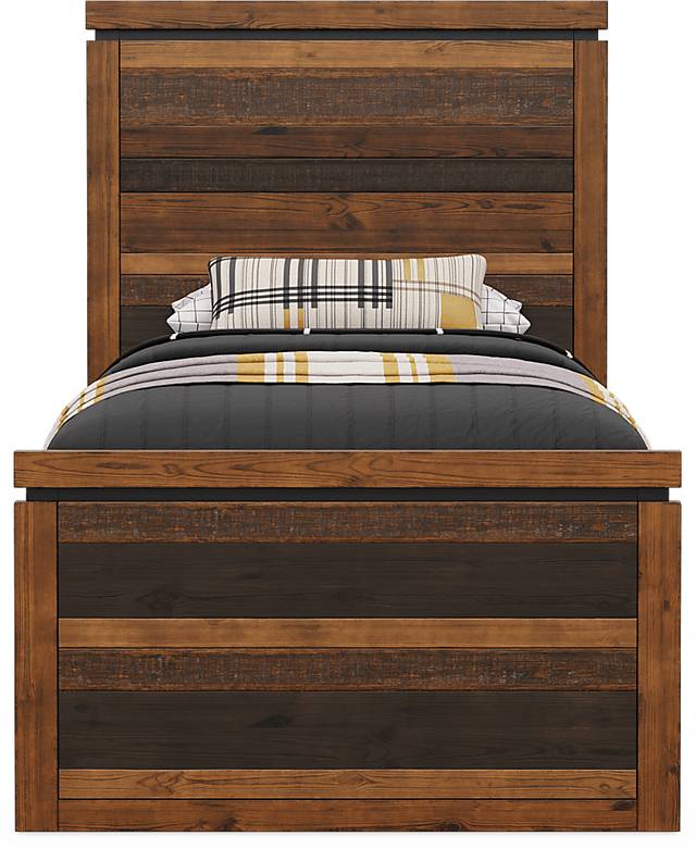 Kids Westover Hills Jr. Brown Twin Panel Bed with 2 Storage Side Rails - Thumbnail - Image 2