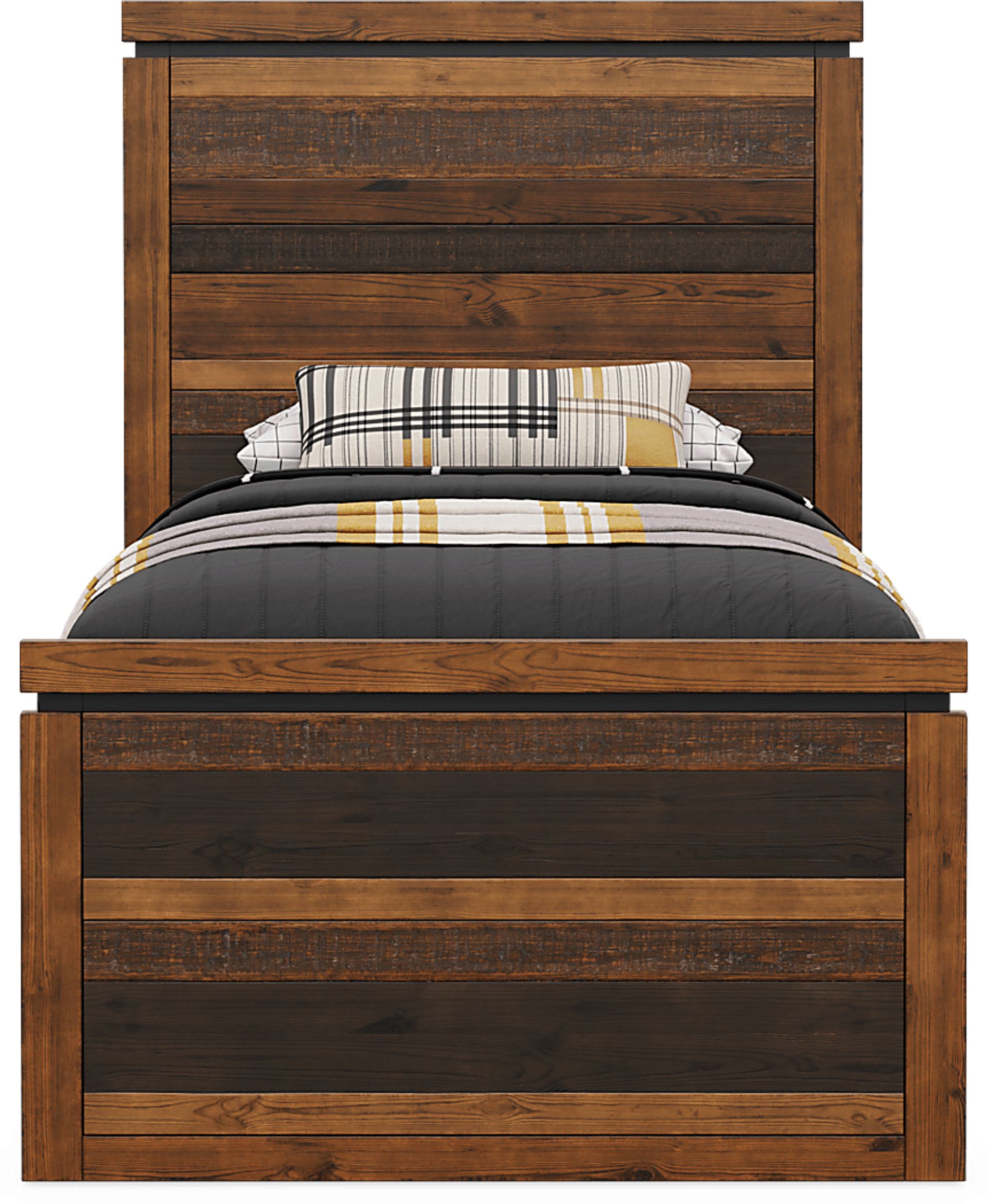 Kids Westover Hills Jr. Brown Twin Panel Bed with 2 Storage Side Rails - Image 2