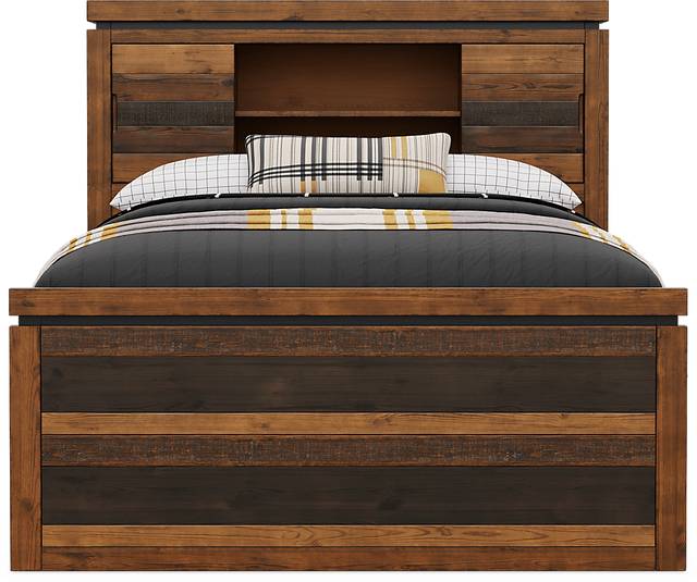 Kids Westover Hills Jr. Brown 4 Pc Full Bookcase Bed with Storage Side Rail and Trundle - Thumbnail - Image 2