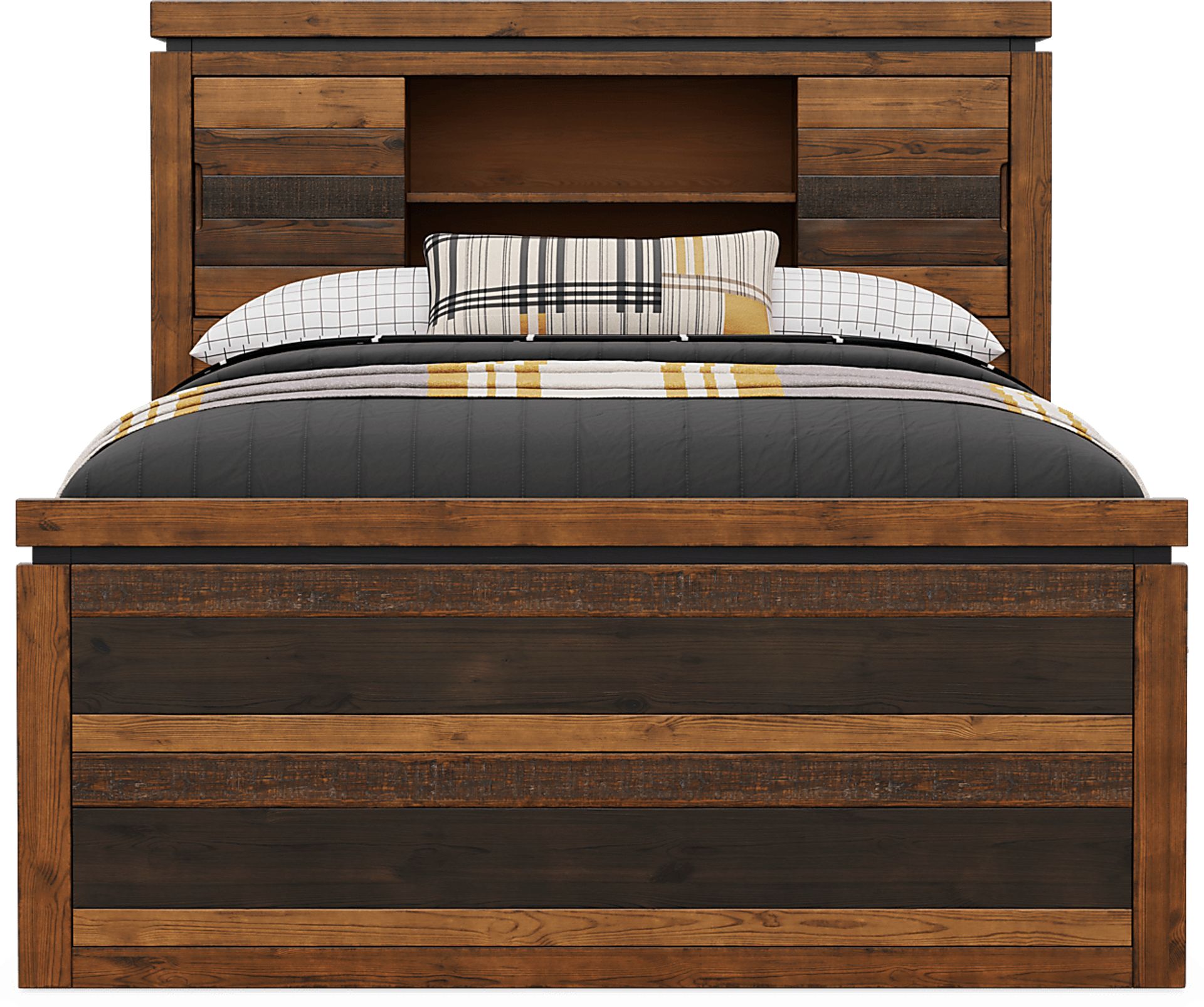 Kids Westover Hills Jr. Brown 4 Pc Full Bookcase Bed with Storage Side Rail and Trundle - Image 2