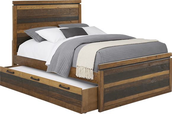 Kids Westover Hills Jr. Reclaimed Brown 4 Pc Full Panel Bed with Storage Side Rail and Trundle