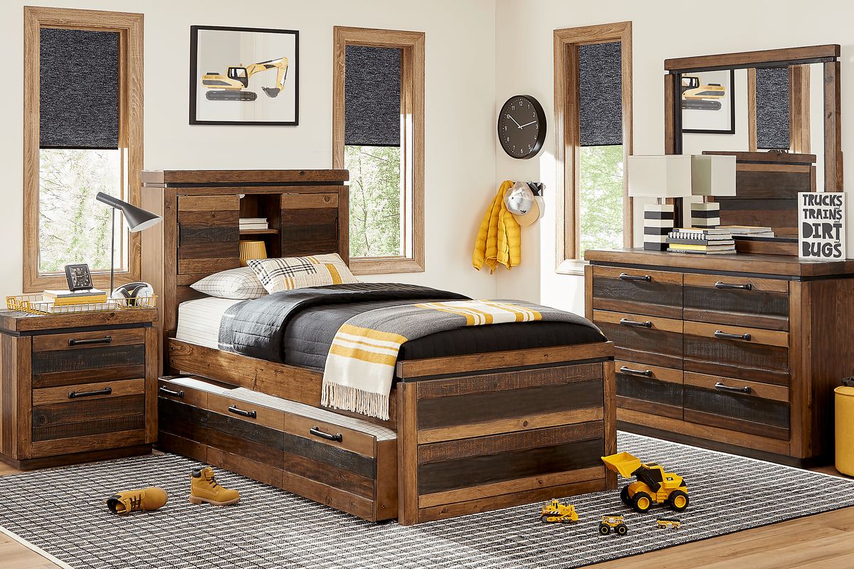 Westover Hills Jr. 5 Pc Brown Dark Wood Twin Bedroom Set With Mirror, 3