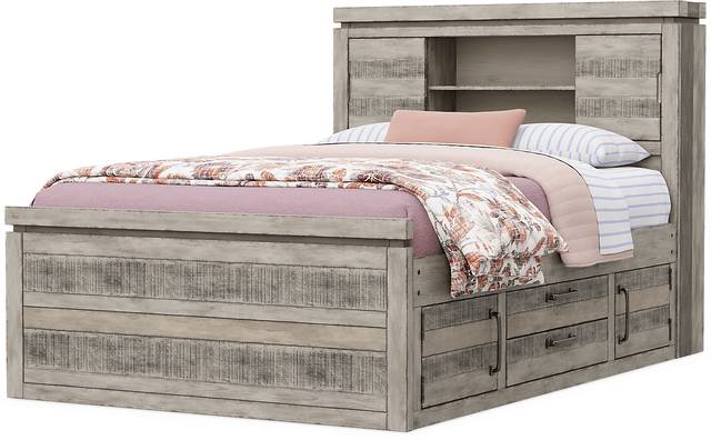 Kids Westover Hills Jr. Gray Full Bookcase Bed with 2 Storage Side Rails - Thumbnail - Image 3