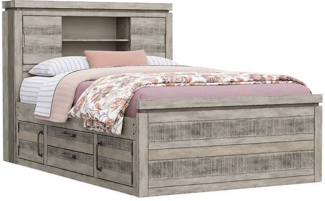 Kids Westover Hills Jr. Gray Full Bookcase Bed with Storage Side Rail - Thumbnail - Image 1
