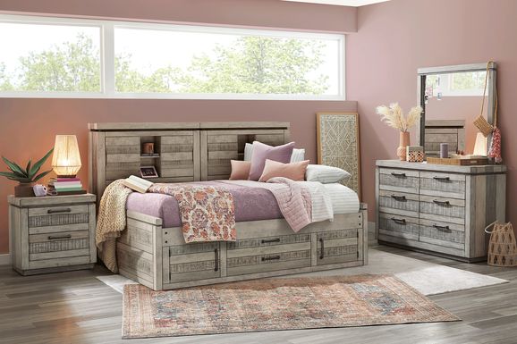 Kids Westover Hills Jr Gray Full Bookcase Wall Bed with Storage Side Rail