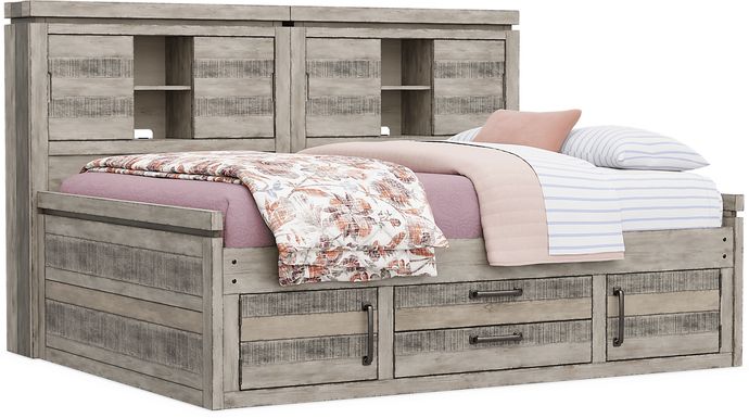 Kids Westover Hills Jr Gray Full Bookcase Wall Bed with Storage Side Rail
