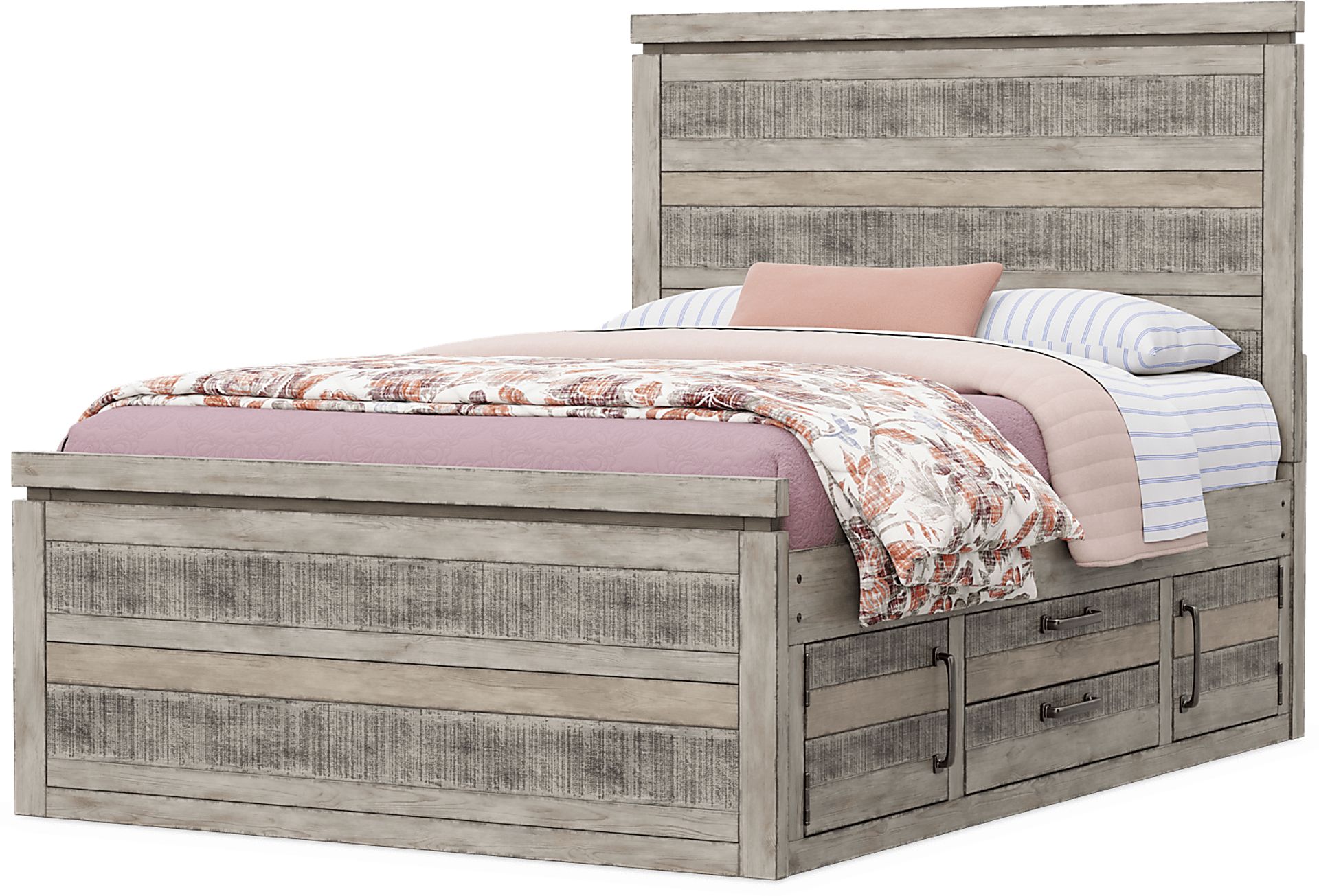 Kids Westover Hills Jr. Gray Full Panel Bed with 2 Storage Side Rails - Image 3