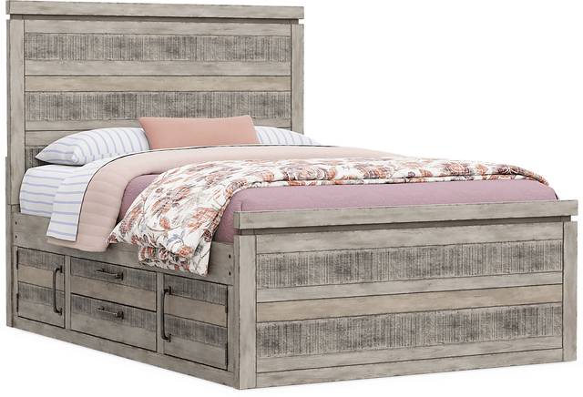 Kids Westover Hills Jr. Gray Full Panel Bed with 2 Storage Side Rails - Thumbnail - Image 1