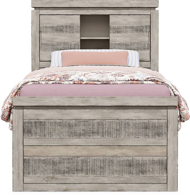 Kids Westover Hills Jr. Gray Twin Bookcase Bed with Storage Side Rail - Thumbnail - Image 2