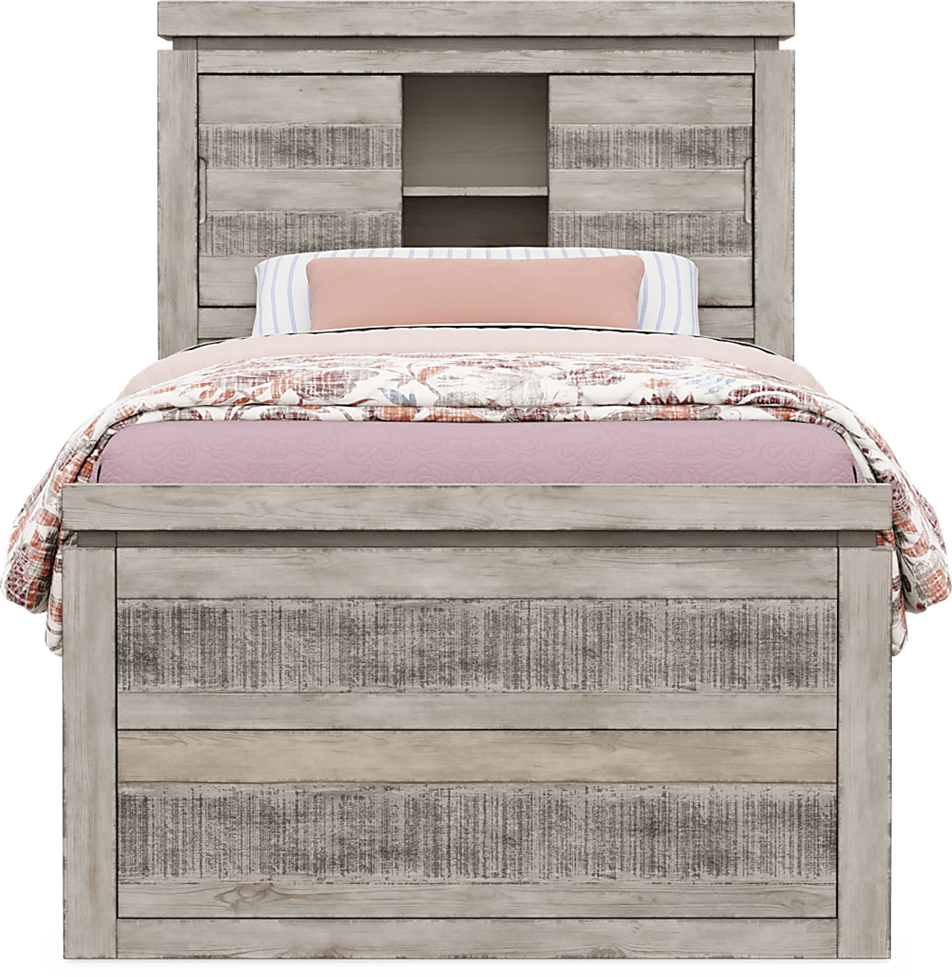 Kids Westover Hills Jr. Gray Twin Bookcase Bed with Storage Side Rail - Image 2