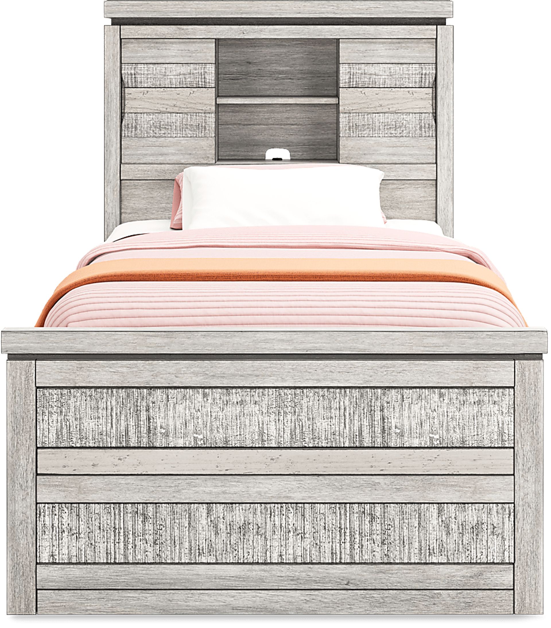 Kids Westover Hills Jr. Gray Twin Bookcase Bed with Storage Side Rail - Image 1