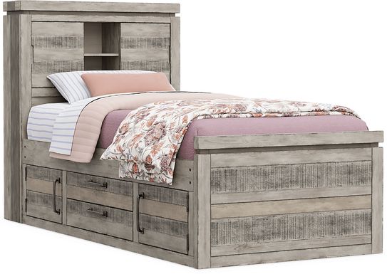 Kids Westover Hills Jr Gray Twin Bookcase Bed with Storage Side Rail