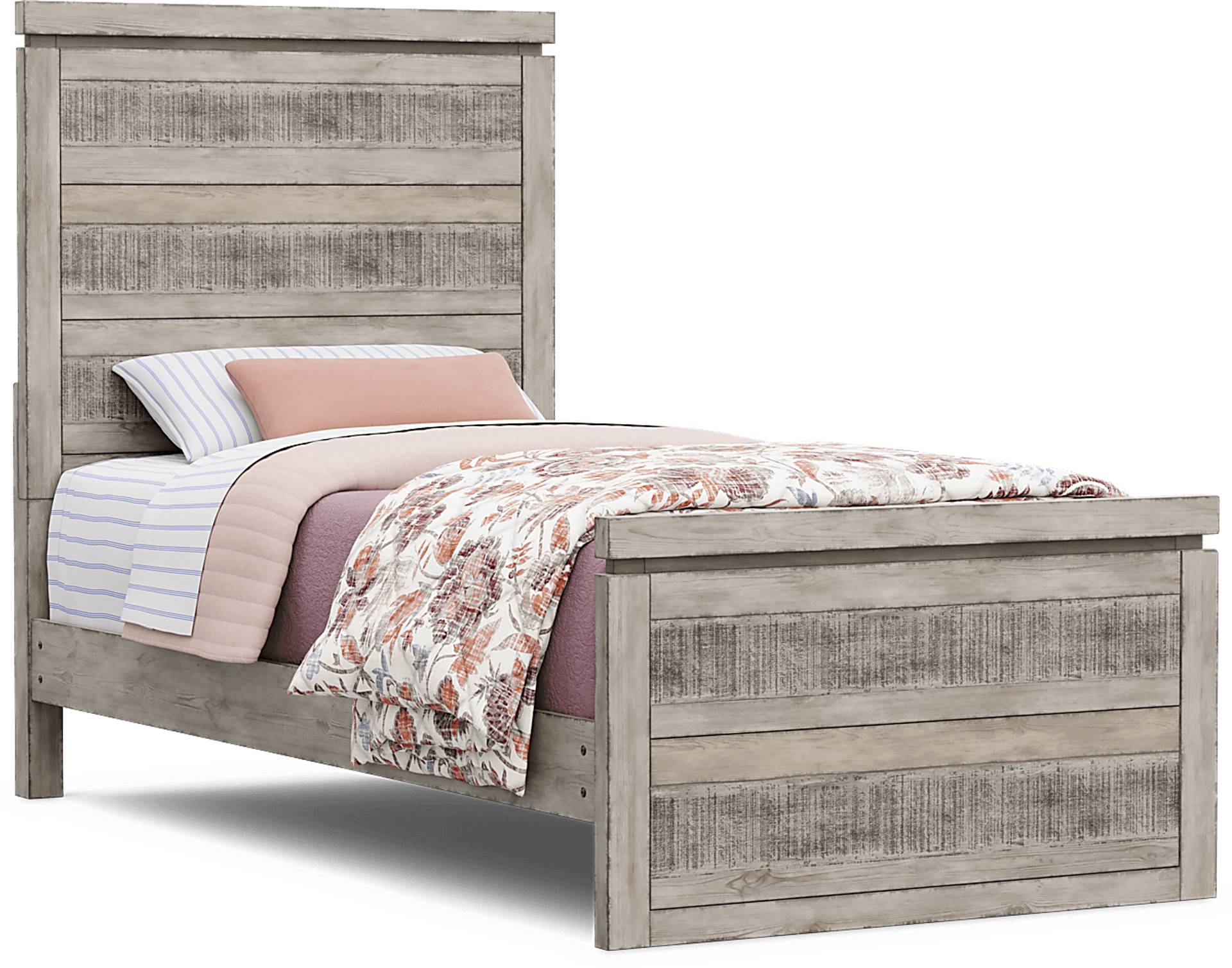 gray 3 pc twin panel bed