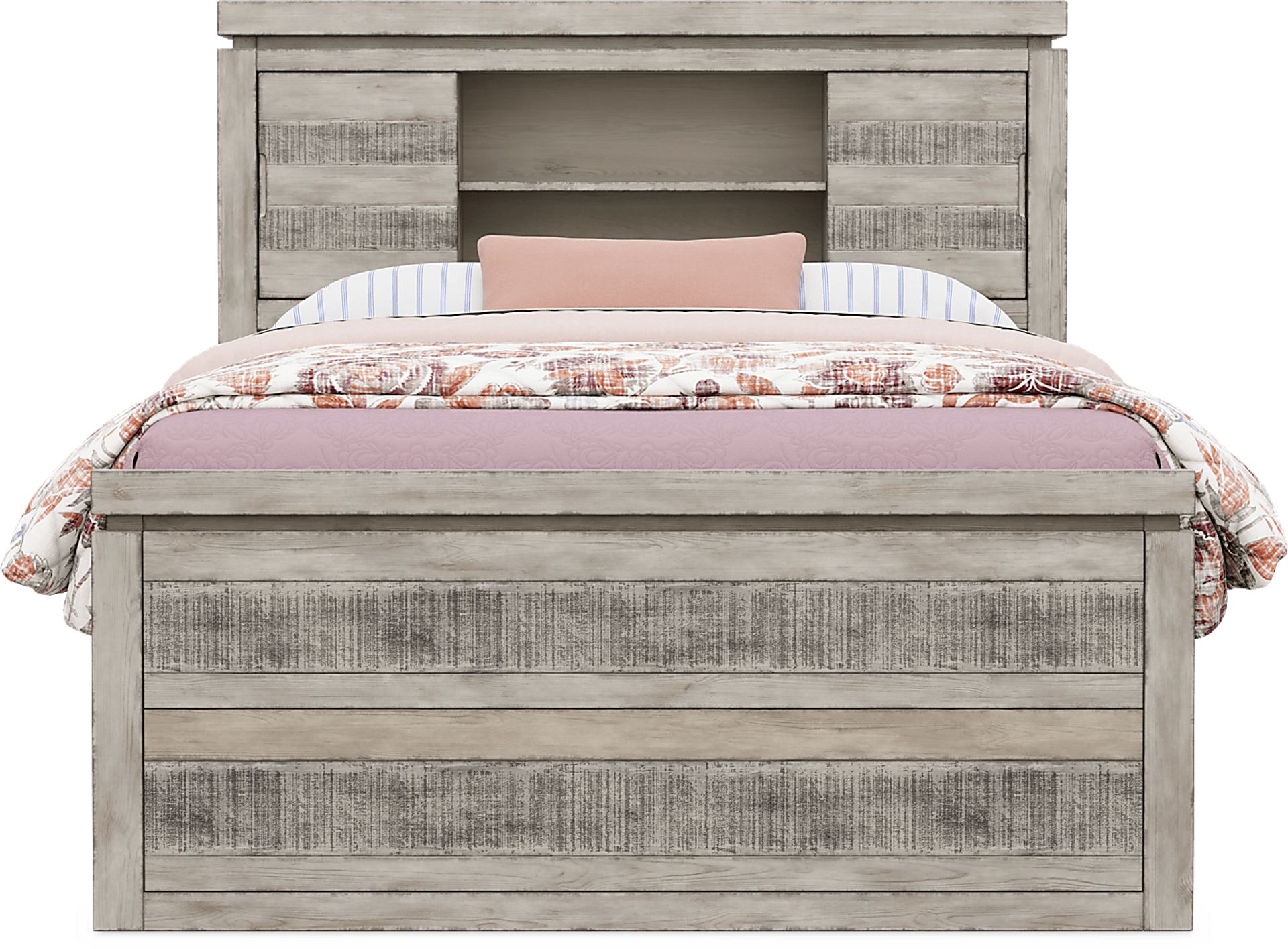 Kids Westover Hills Jr. Gray 4 Pc Full Bookcase Bed with Storage Side Rail and Trundle - Image 2