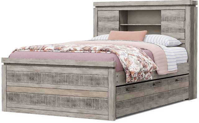 Kids Westover Hills Jr. Gray 4 Pc Full Bookcase Bed with Storage Side Rail and Trundle - Thumbnail - Image 3