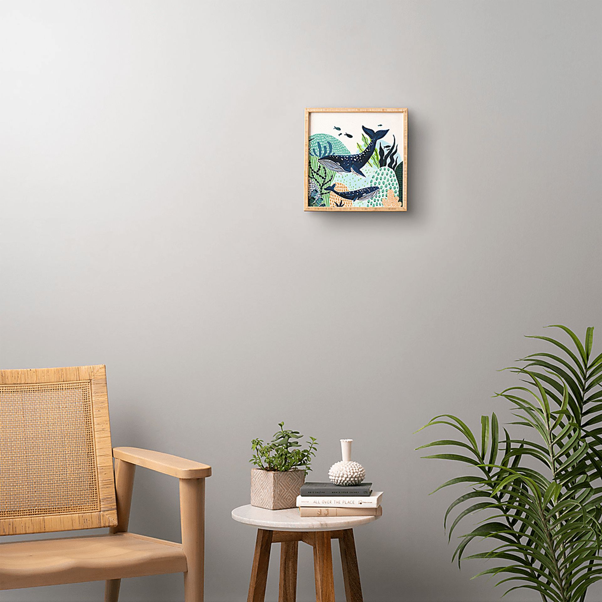 Kids Whale Family Blue Framed Wall Art - Image 2