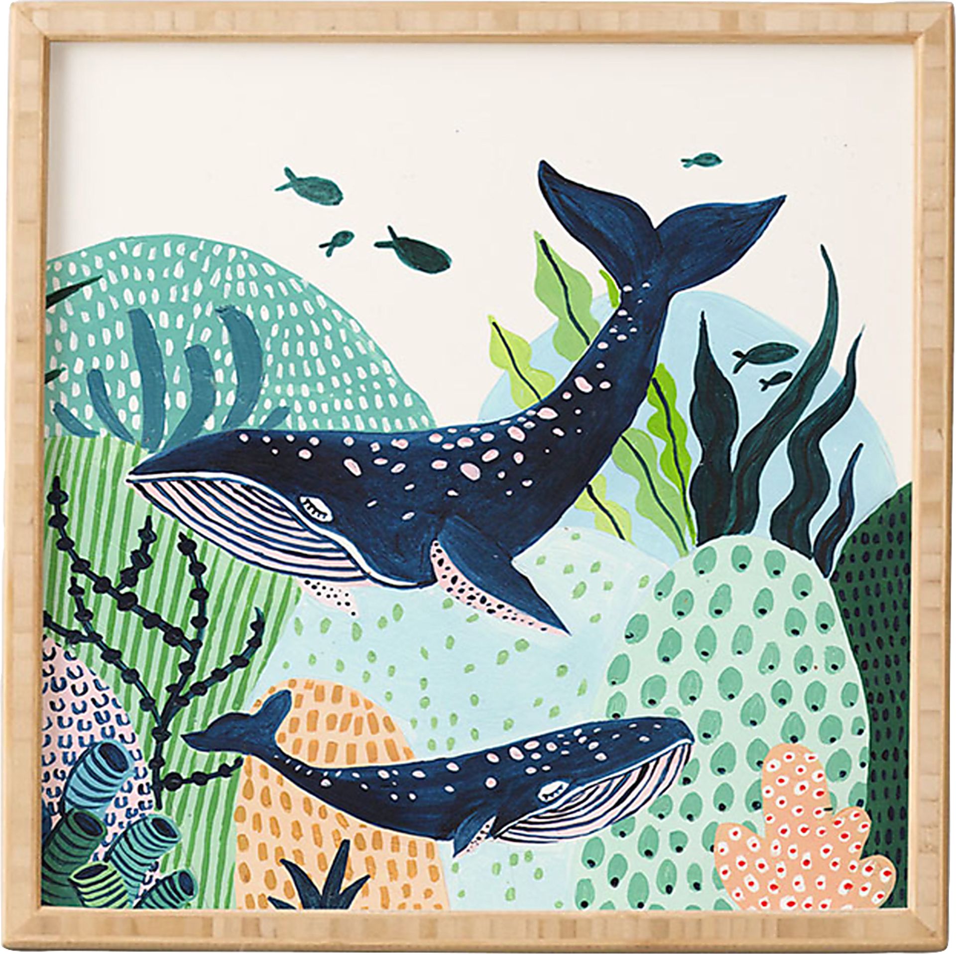 Kids Whale Family Blue Framed Wall Art - Image 1