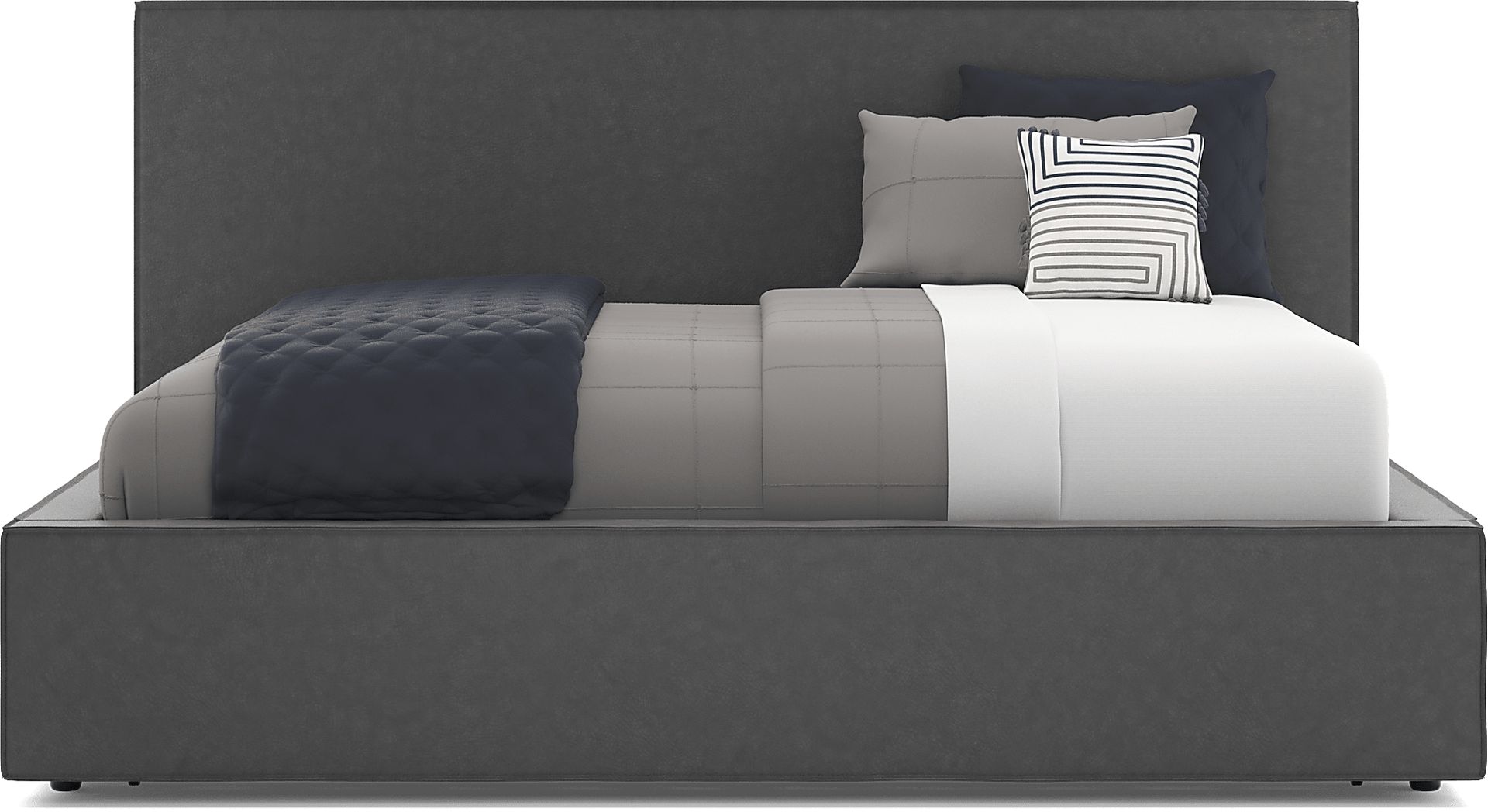 Kids Whitman Gray Full Upholstered Lounge Bed with Twin Trundle - Image 2