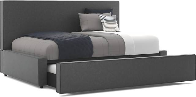 Kids Whitman Gray Full Upholstered Lounge Bed with Twin Trundle - Thumbnail - Image 1