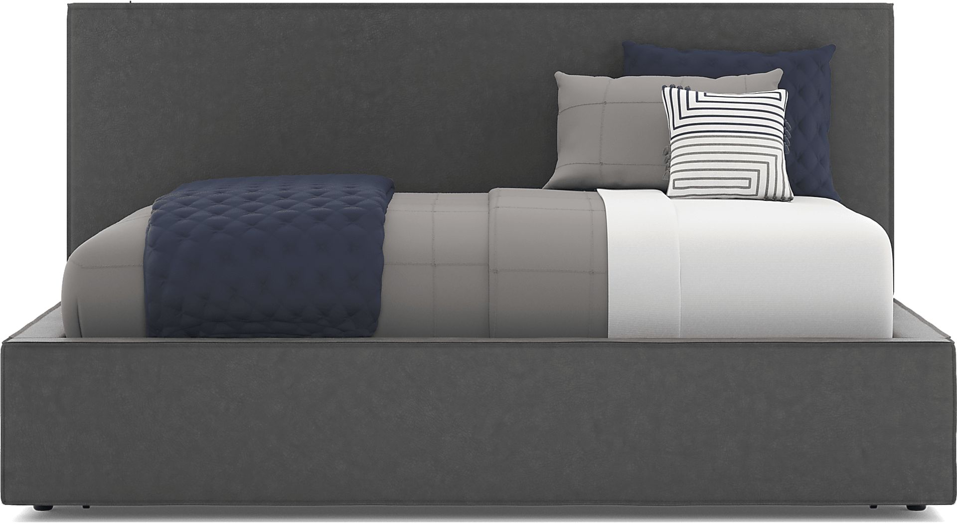 Kids Whitman Gray Twin Upholstered Lounge Bed with Twin Trundle - Image 2