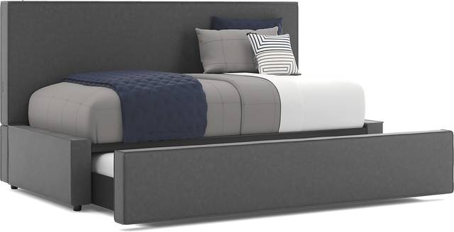 Kids Whitman Gray Twin Upholstered Lounge Bed with Twin Trundle - Thumbnail - Image 1