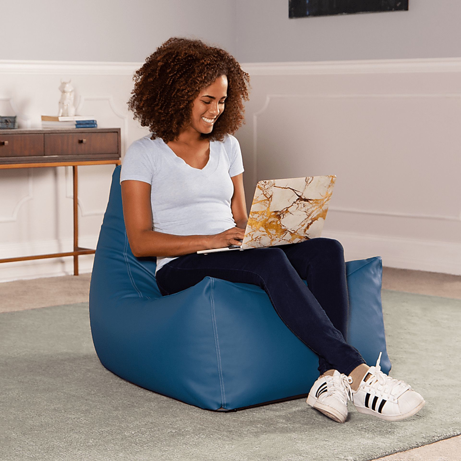 Kids Wilfy Royal Blue Large Bean Bag Chair - Image 2