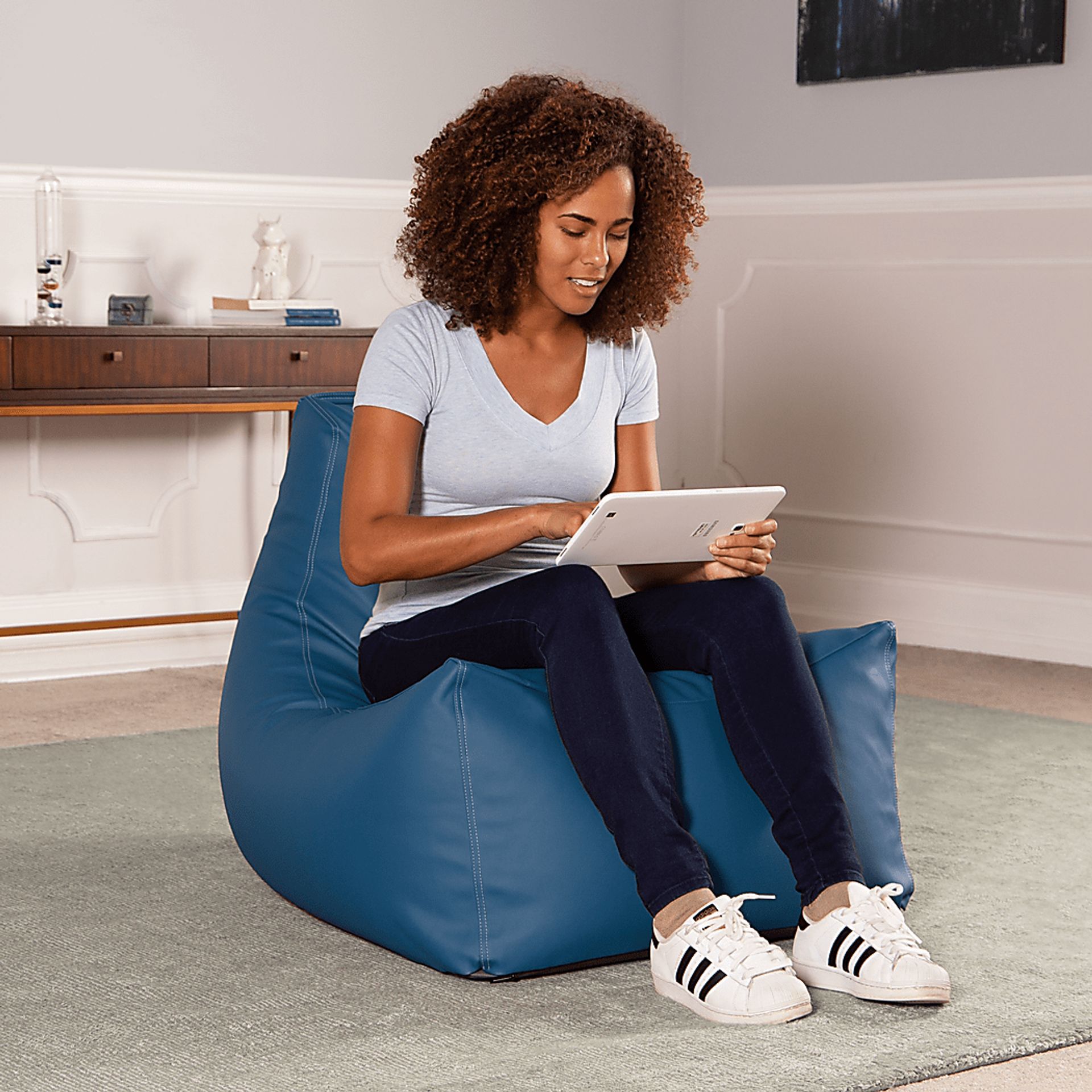 Kids Wilfy Royal Blue Large Bean Bag Chair - Image 3