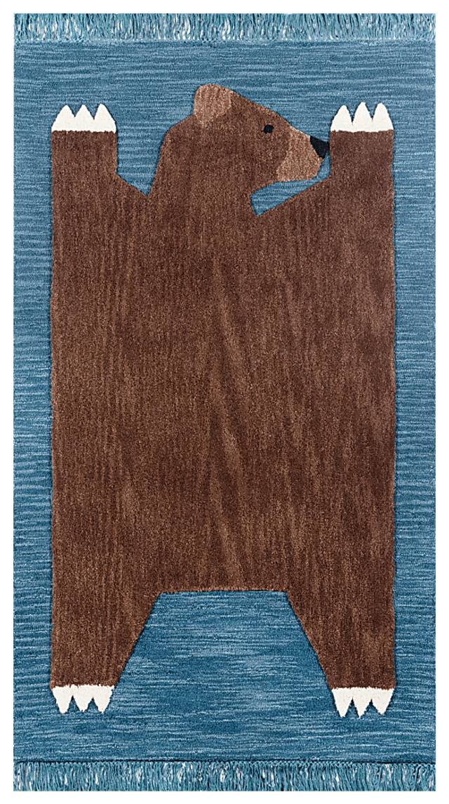 Kids Winter Bear Navy 4' x 6' Rug - Thumbnail - Image 1