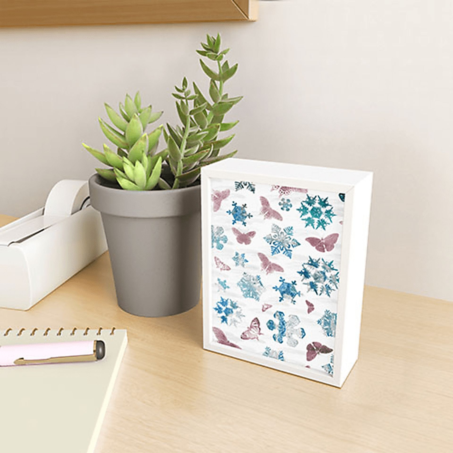 Kids Winter Butterflies White Mini Framed Artwork - Image 2