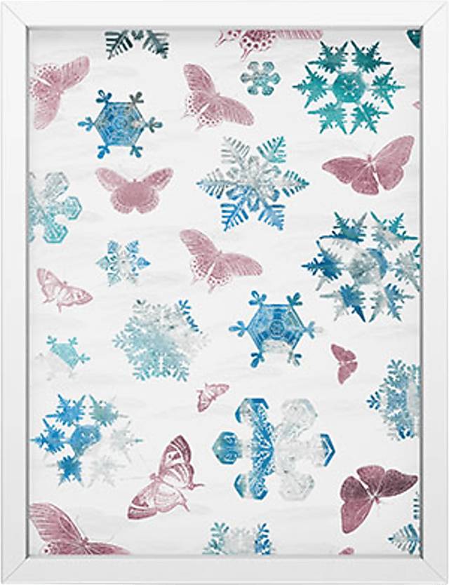Kids Winter Butterflies White Mini Framed Artwork - Thumbnail - Image 1
