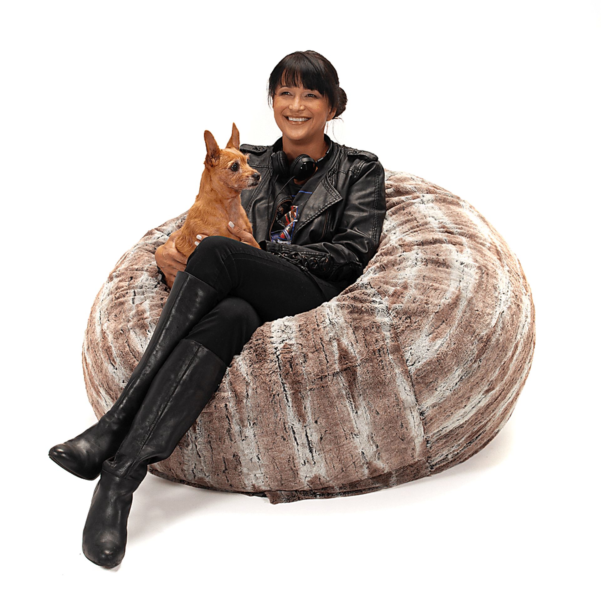 Kids Winter Dream Brown Faux Fur Bean Bag - Image 2