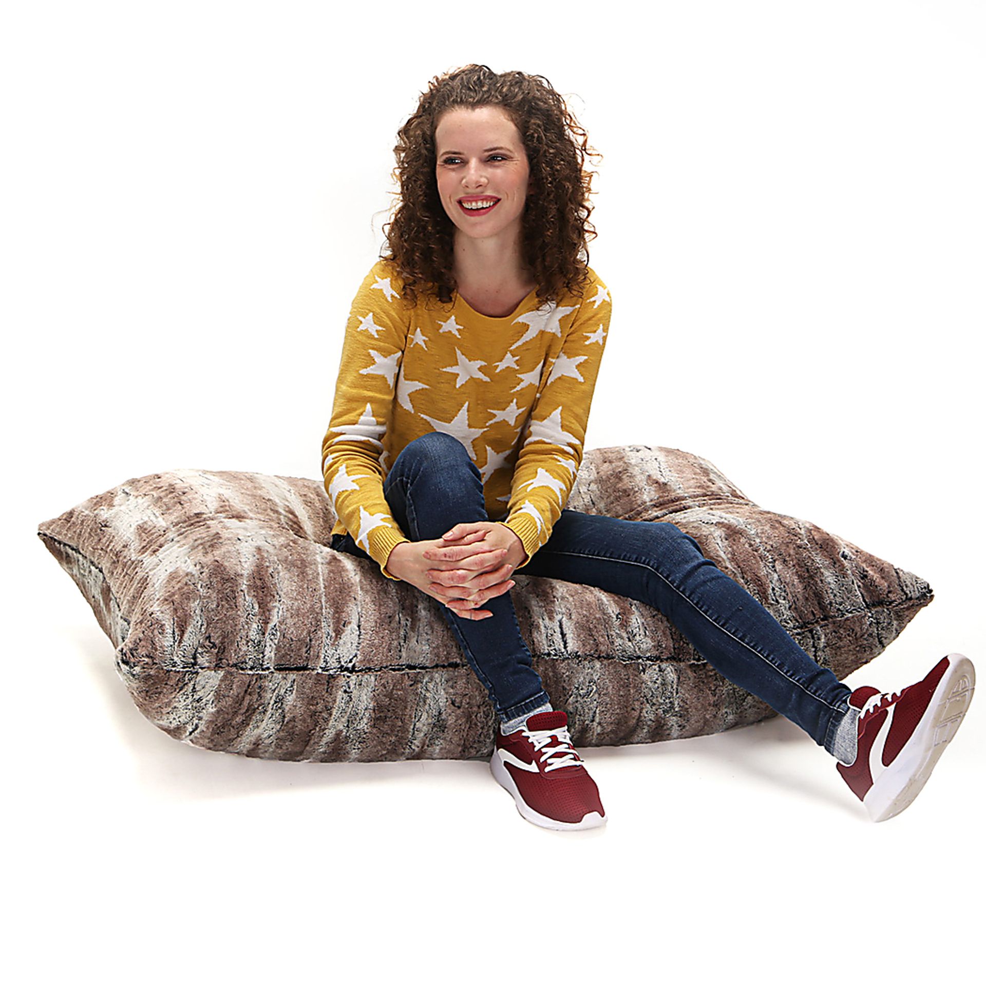 Kids Winter Dream Brown Faux Fur Floor Pillow - Image 2