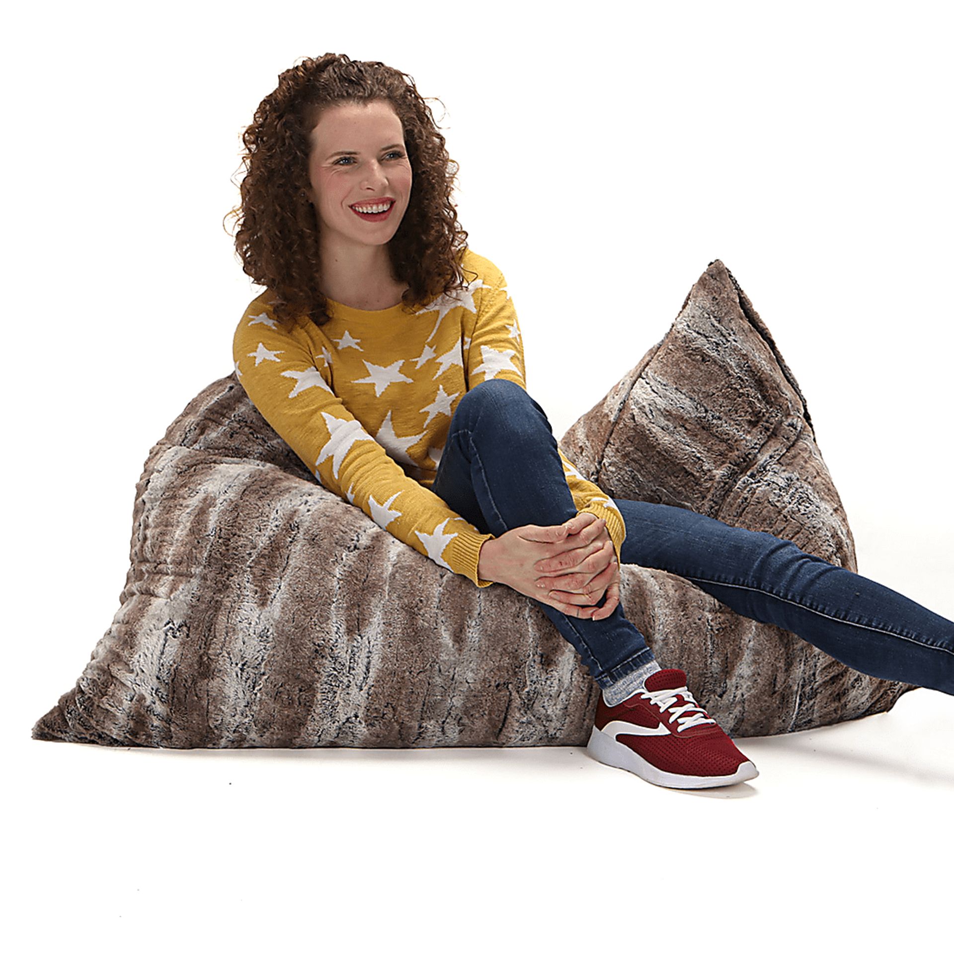 Kids Winter Dream Brown Faux Fur Floor Pillow - Image 3