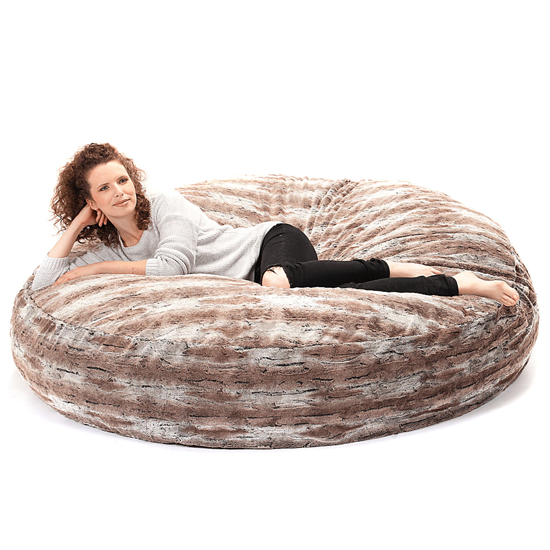 Kids Winter Dream Brown Large Faux Fur Bean Bag - Image 2
