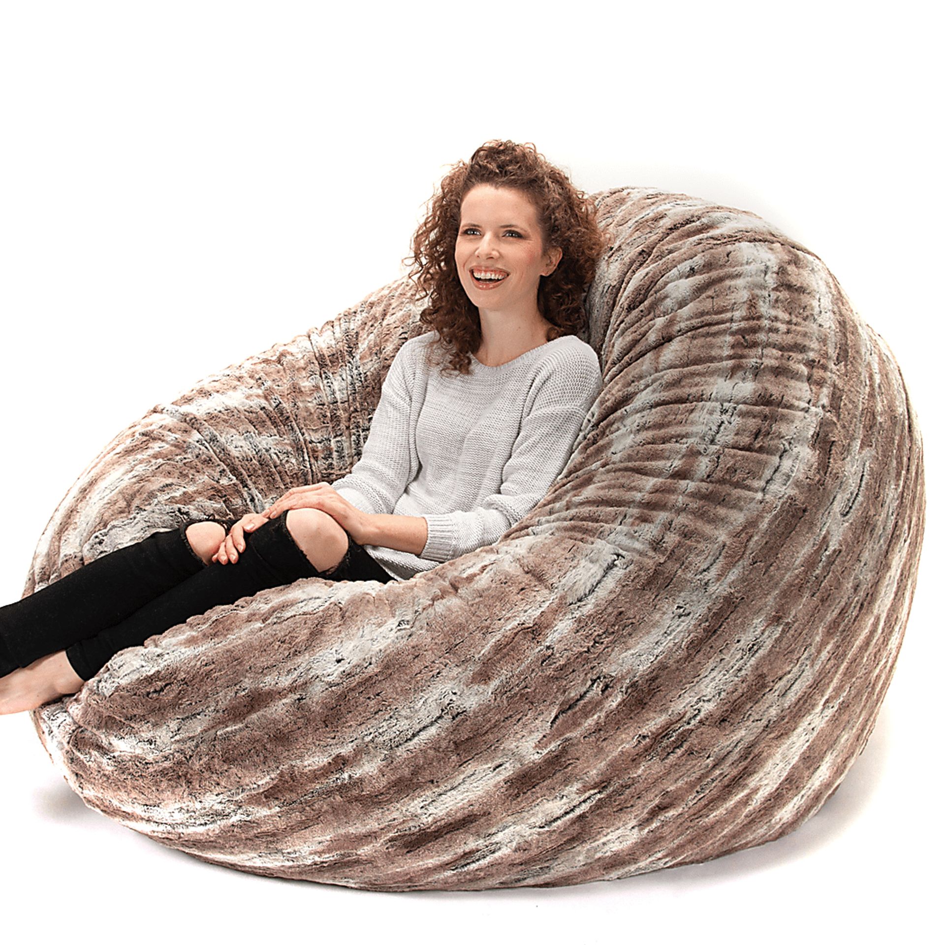 Kids Winter Dream Brown Large Faux Fur Bean Bag - Image 3