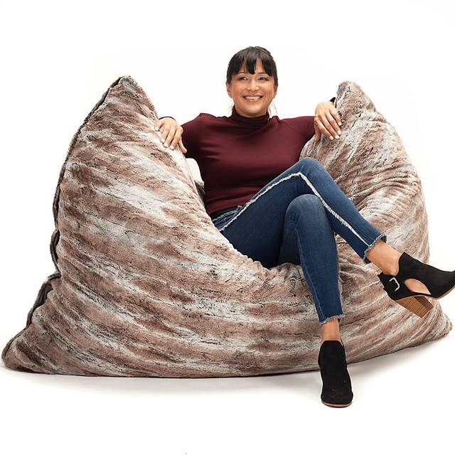Kids Winter Dream Brown Large Faux Fur Floor Pillow - Thumbnail - Image 3