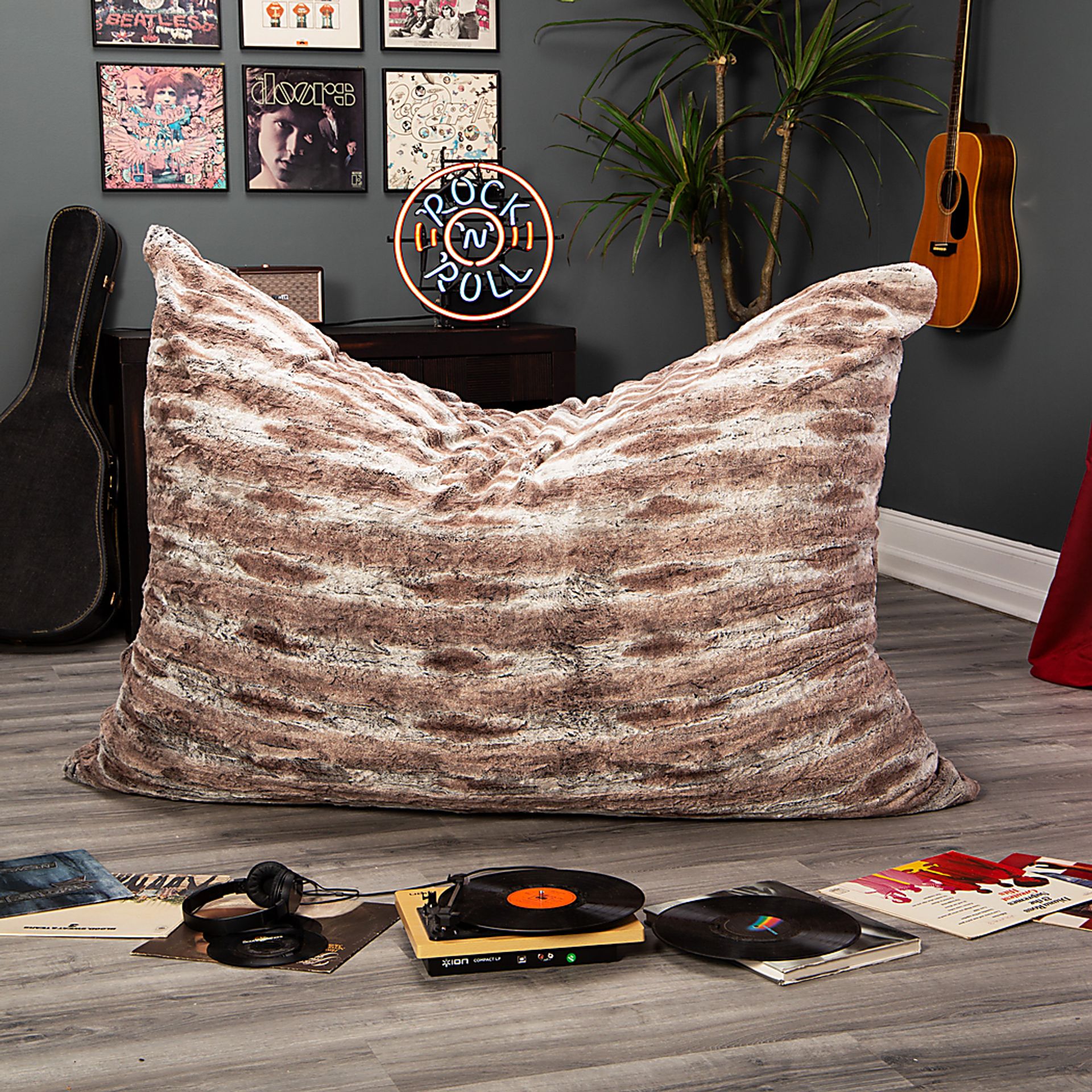 Kids Winter Dream Brown Large Faux Fur Floor Pillow - Image 4