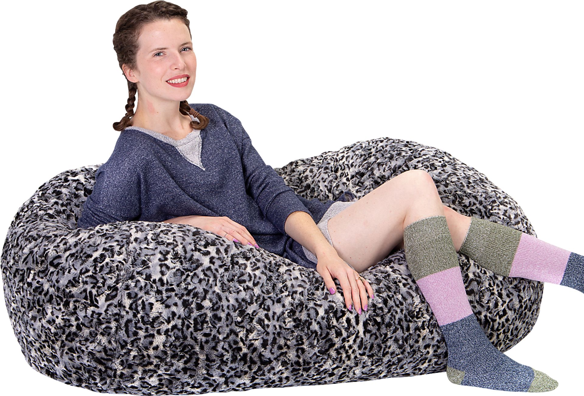 Kids Winter Dream Charcoal Faux Fur Small Bean Bag - Image 3