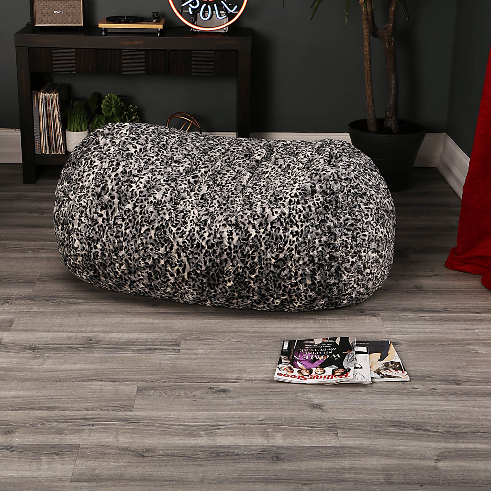 Kids Winter Dream Charcoal Faux Fur Small Bean Bag - Image 4