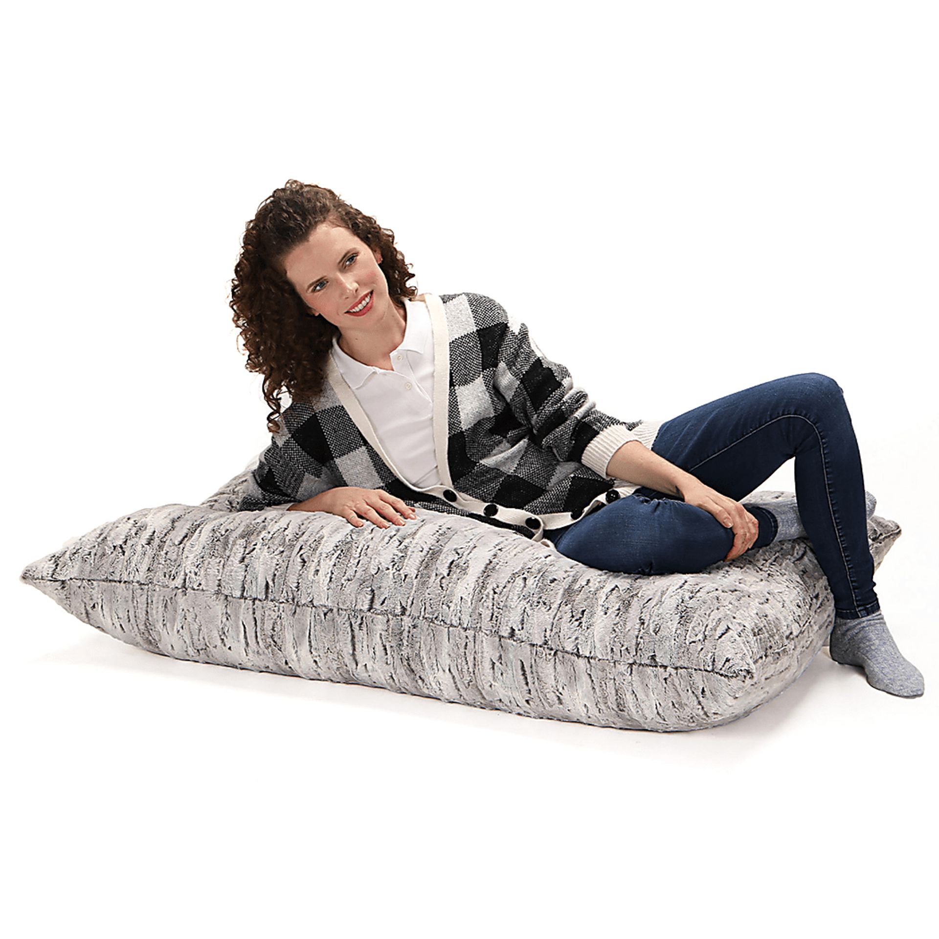 Kids Winter Dream Silver Faux Fur Floor Pillow - Image 2