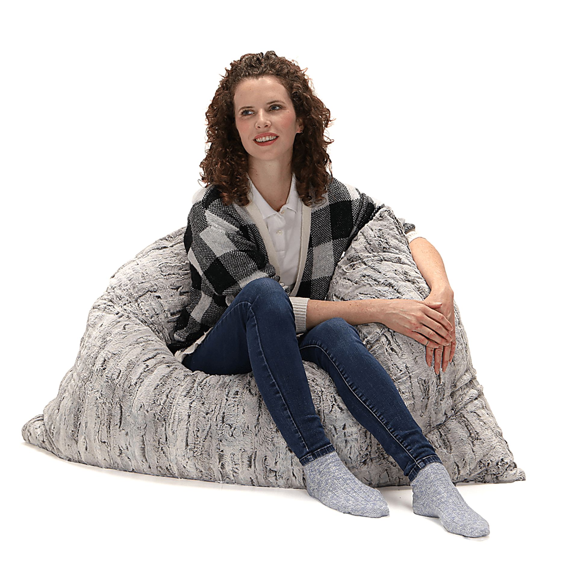 Kids Winter Dream Silver Faux Fur Floor Pillow - Image 3