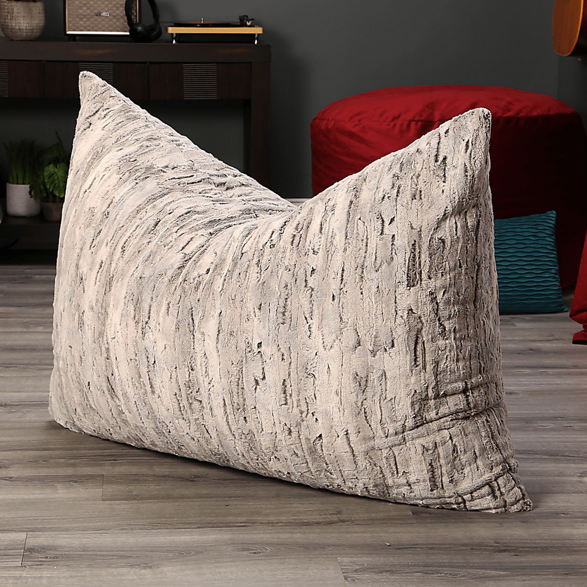 Kids Winter Dream Silver Faux Fur Floor Pillow - Image 4