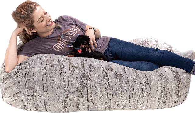 Kids Winter Dream Silver Faux Fur Small Bean Bag - Thumbnail - Image 2