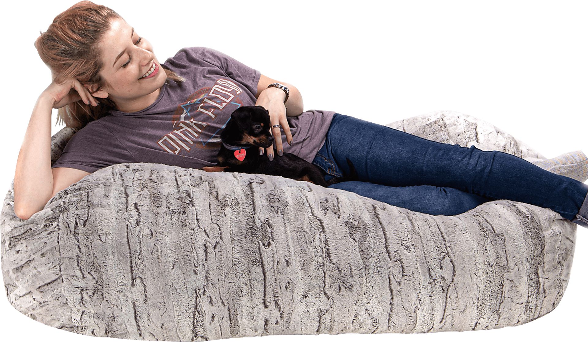 Kids Winter Dream Silver Faux Fur Small Bean Bag - Image 2