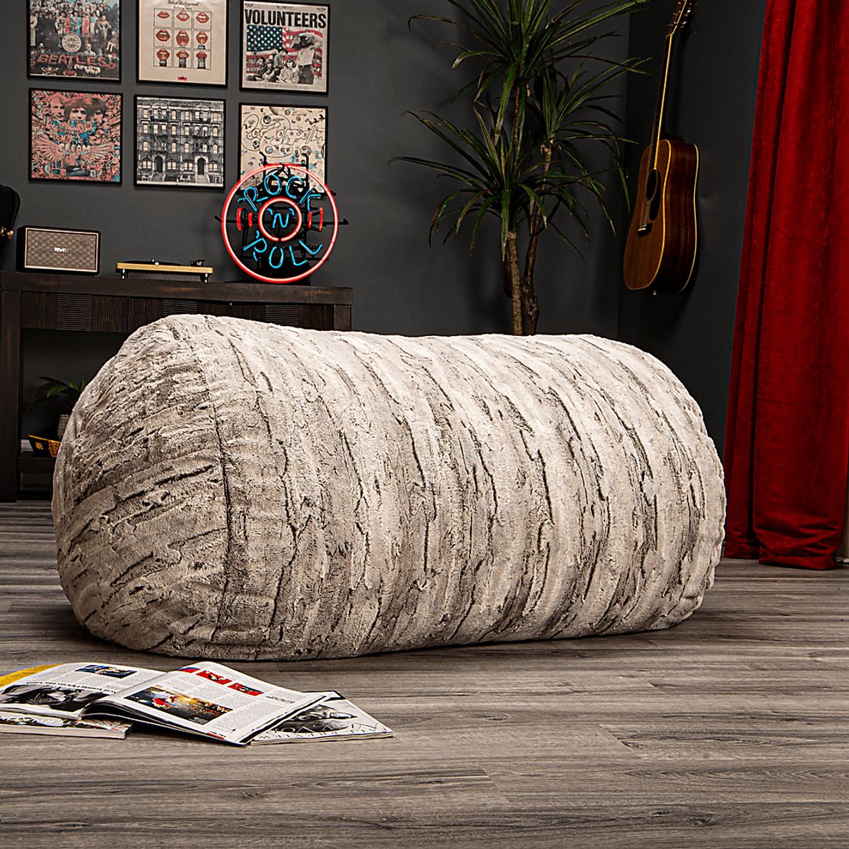 Kids Winter Dream Silver Faux Fur Small Bean Bag